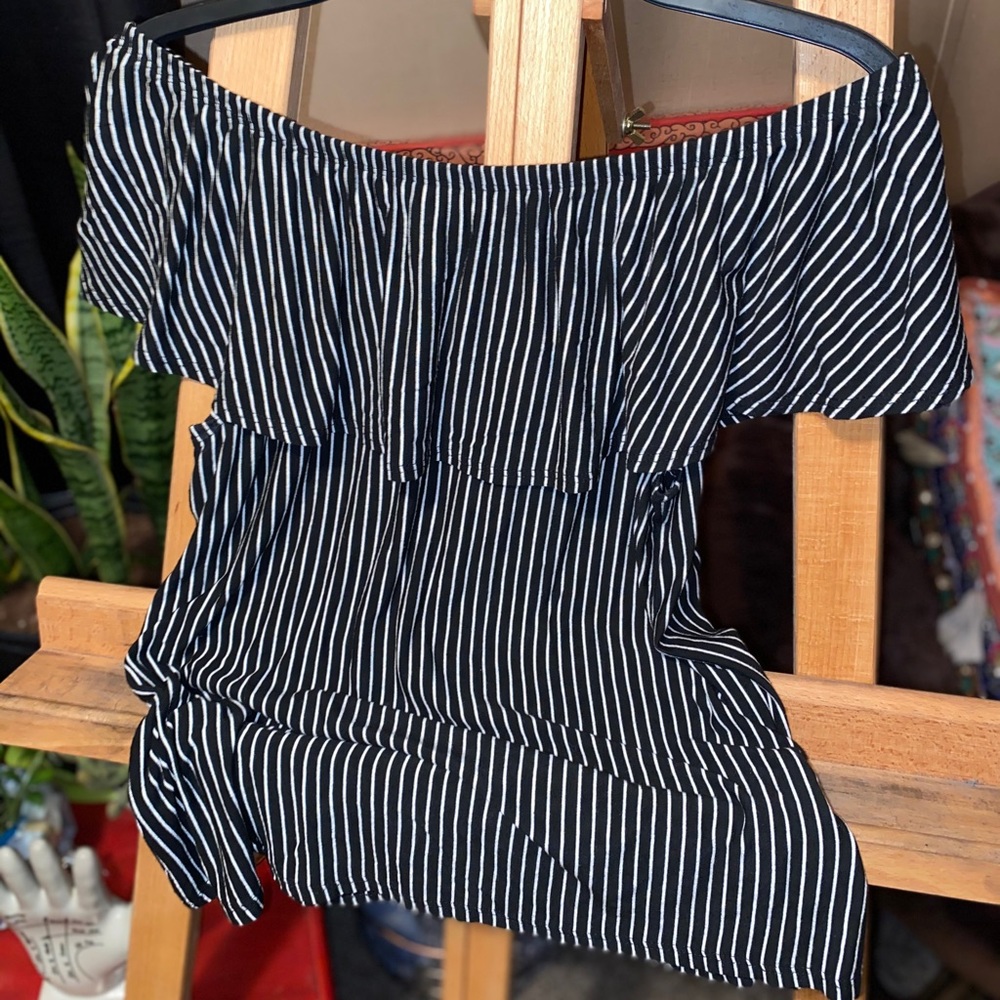Black and White Striped Top